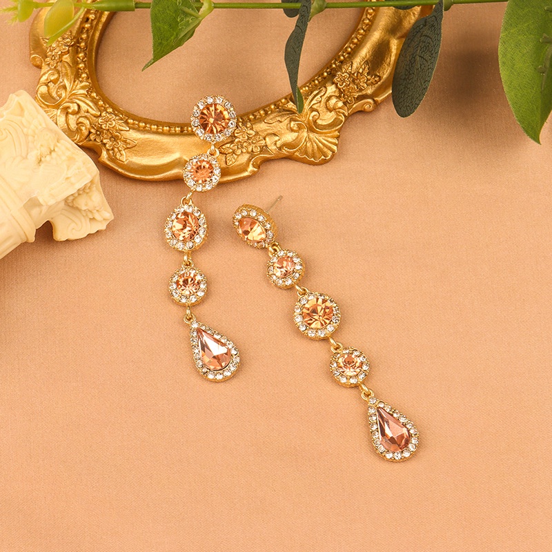 PINKDUDU Bông Tai Dáng Dài Mặt Kính Hợp Kim Hình Giọt Nước Đơn Giản Thời Trang Cho Nữ PD729