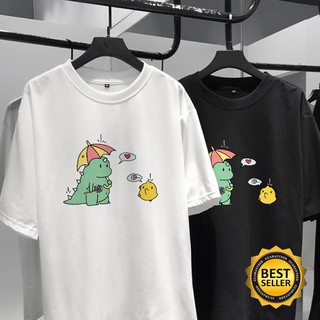 🔥BÁN CHẠY🔥 Áo Thun Đôi Tay Lỡ Nam Nữ Khủng Long Yêu Gà Cực Đẹp