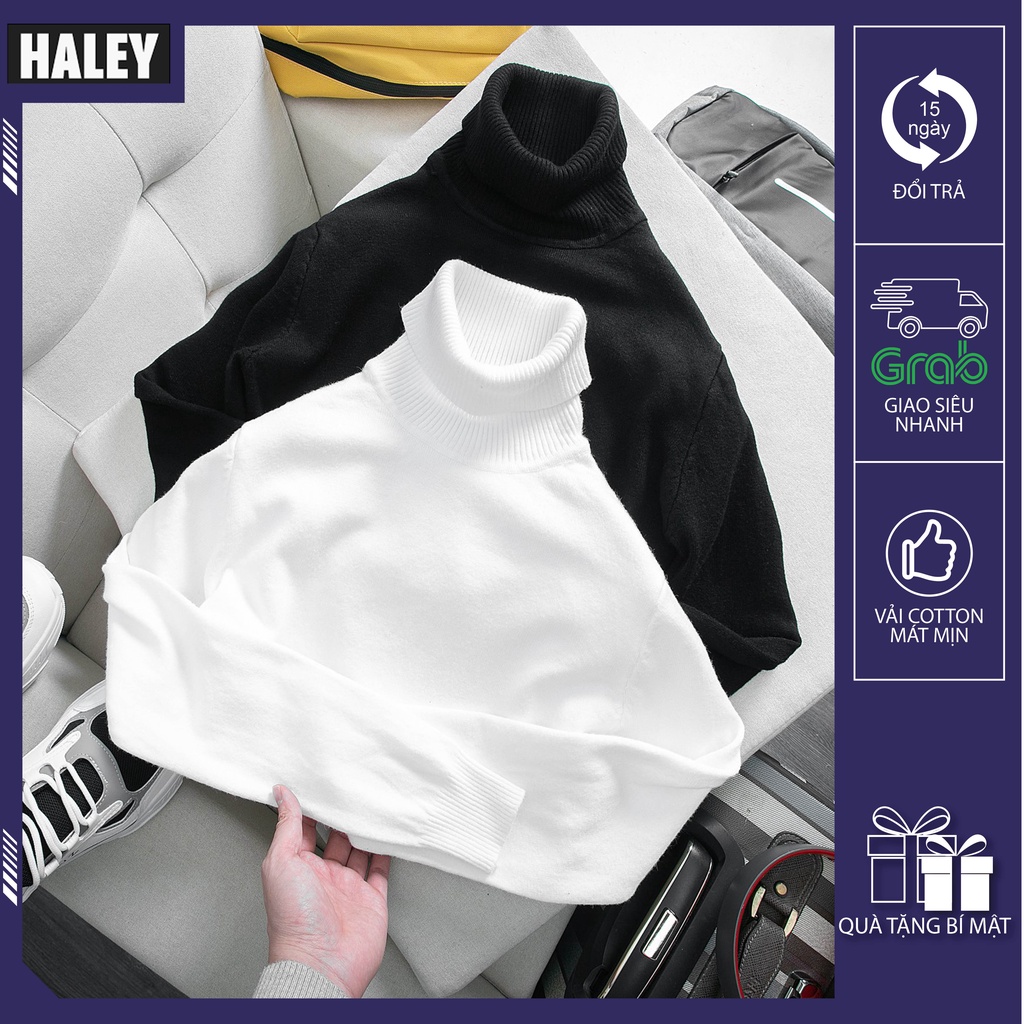 Áo Len Nam Dáng Tay Dài Cổ Thấp Chất Len Hàn Quốc dày ấm Nguyên Tấm Haley Size 40-80kg đủ màu