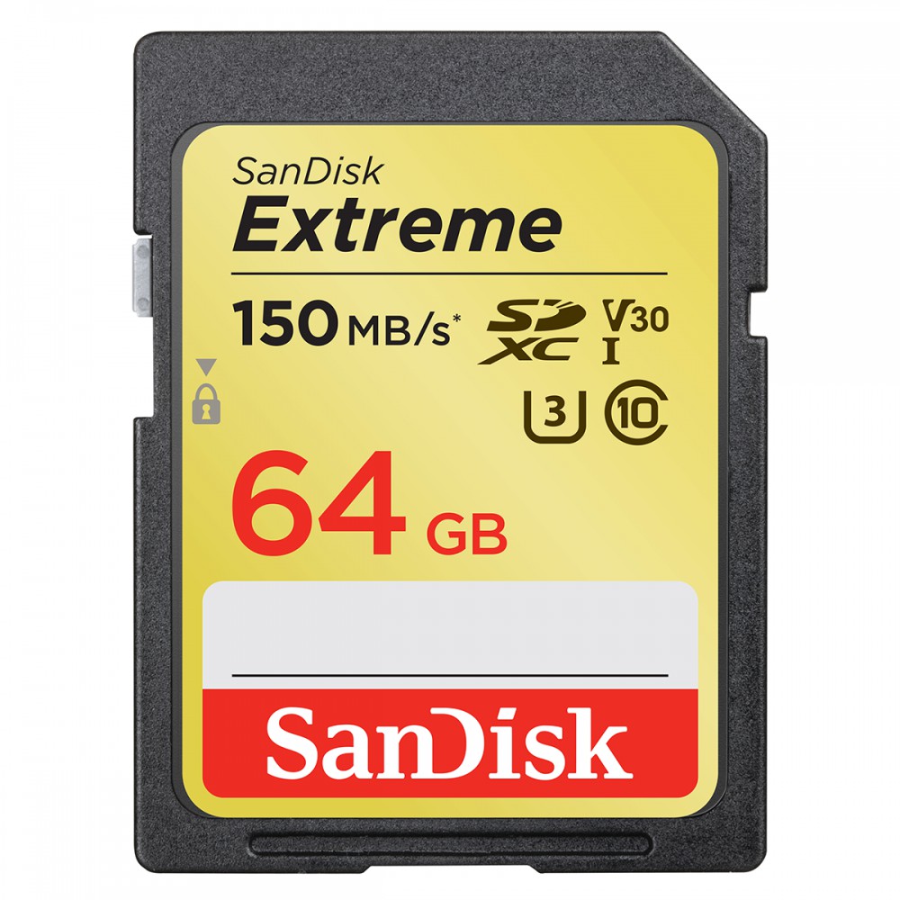 Thẻ nhớ SDXC SanDisk Extreme 64GB V30 UHS-I U3 4K 150MB/s - Bảo hành 5 năm