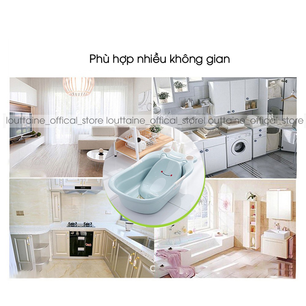 Chậu tắm ếch cho bé (Tặng móc treo chậu) Thau tắm bé sơ sinh loại to kèm tựa lưng nhựa cho trẻ em có tấm dựa lưng 2in1