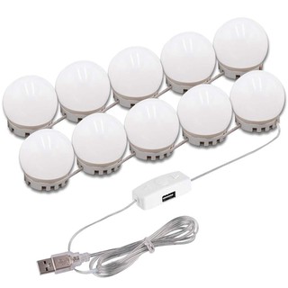 Dây LED 10 bóng đèn mờ gắn gương bàn trang điểm/phòng tắm tiện lợi
