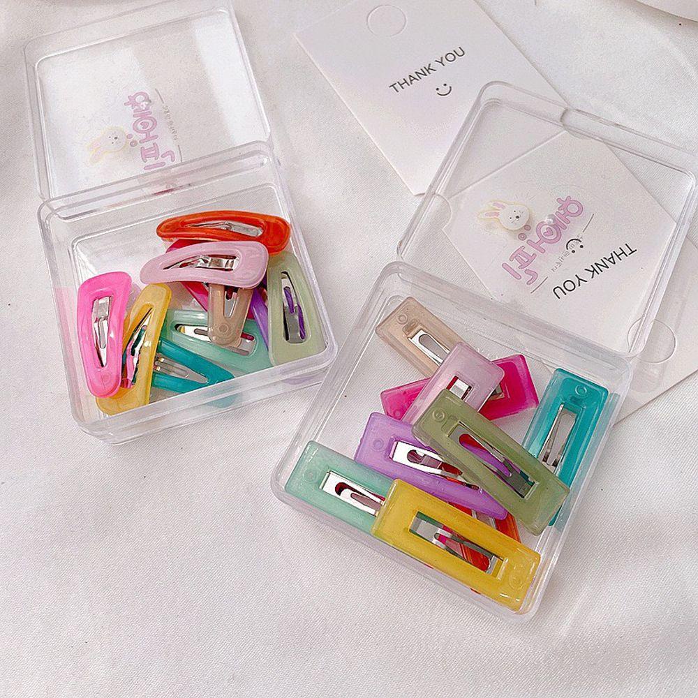 Kẹp Tóc Bằng Nhựa Acrylic Hình Vuông / Giọt Nước Dễ Thương