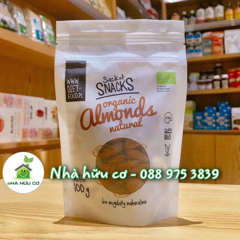 Hạt hạnh nhân hữu cơ đã tách vỏ 100g Diet Food - Organic Almond Peeled - Hsd: 20/5/2022 - Nhà hữu cơ