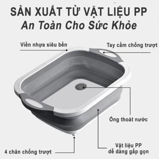 [Hu] [SOTA] Chậu Gấp Gọn Kiêm Thớt Và Rổ Đựng Đa Năng Loại LỚN 3in1 Đa Năng Tiện Dụng