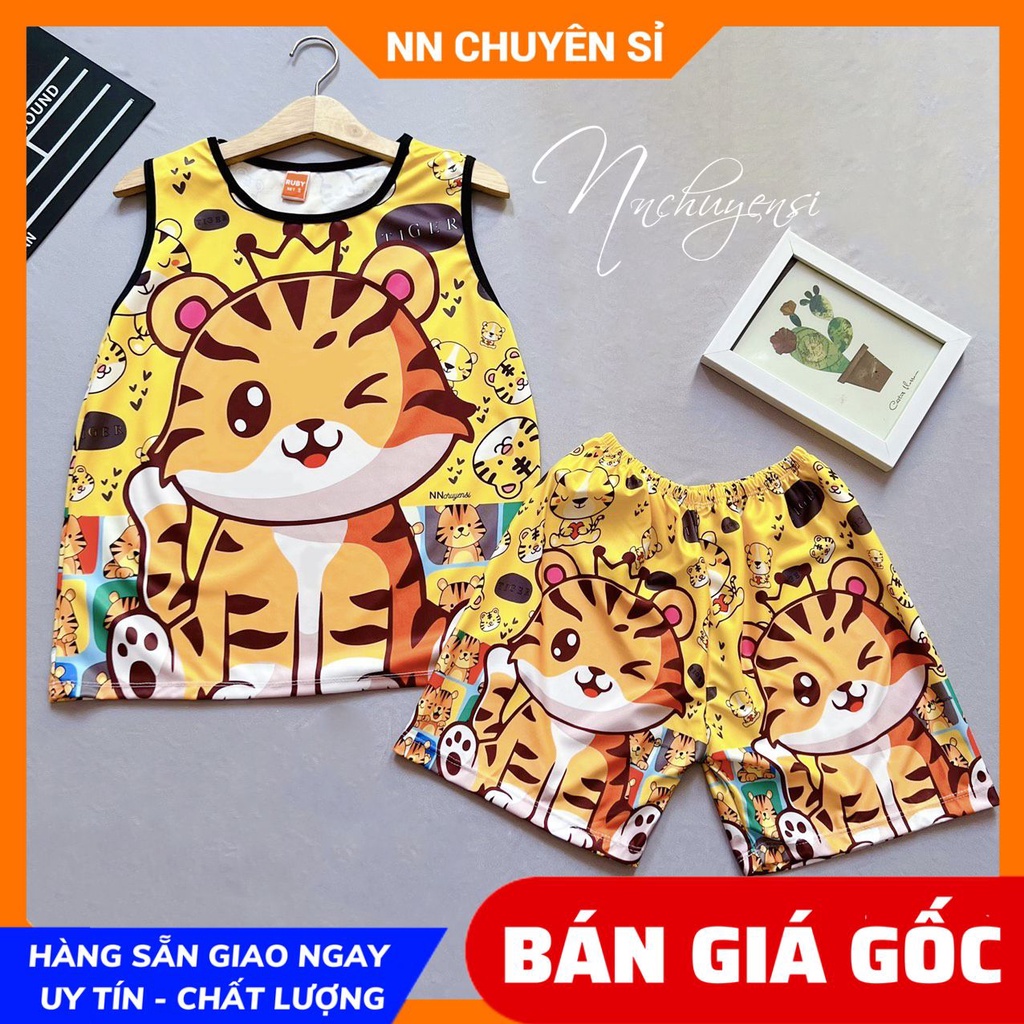 Đồ bộ SÁT NÁCH - 3 LỖ bé trai gái size đến 47kg chất thun mềm mát in gấu pokemon hoạt hình dễ thương DBRBSN FULL SIZE