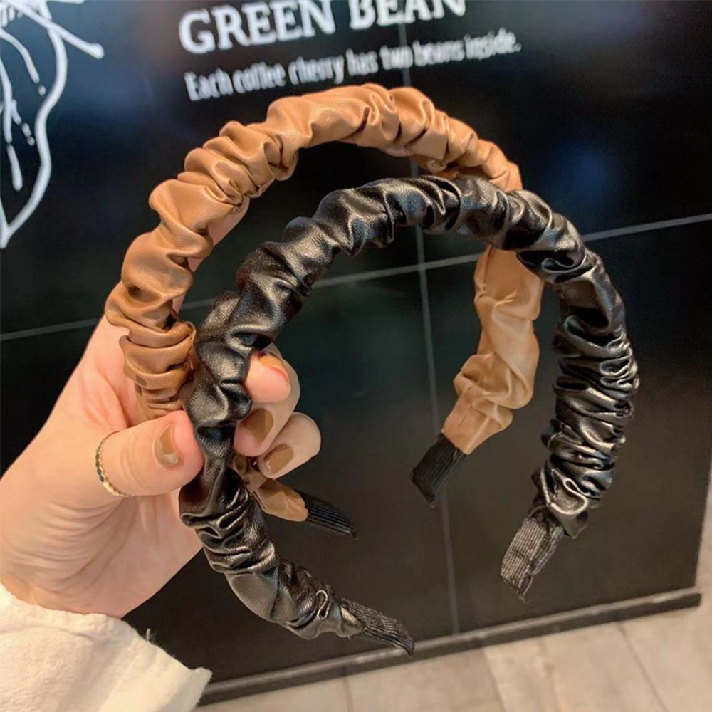 Cài Tóc Da Pu Màu Trơn Thiết Kế Đơn Giản Phong Cách Vintage Cho Nữ Nhiều Màu Sắc 2life