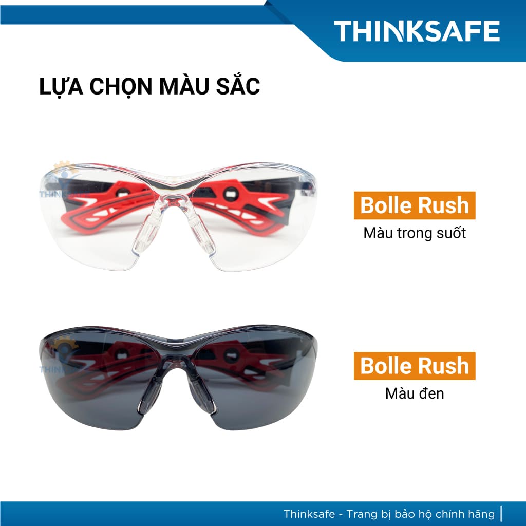 Kính bảo hộ Bolle Rush Plus chống bụi/ tia UV / bảo vệ mắt / kiểu dáng thời trang Kính bảo hộ chống bụi - THINKSAFE