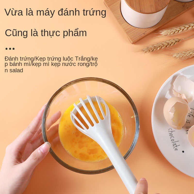 Máy đánh trứng đa chức năng Nhà bếp gia đình Khuấy thức ăn que Kẹp bánh mì Ba trong một Hướng dẫn làm lấy thìa