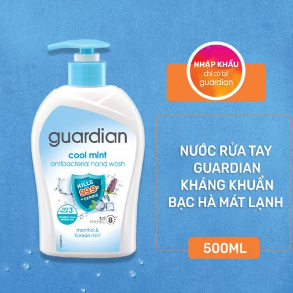 Nước rửa tay Guardian kháng khuẩn bạc hà mát lạnh 500ml