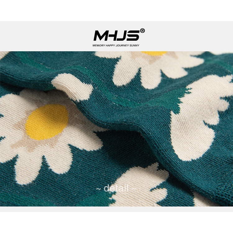 Tất cổ cao nữ Vớ cao cổ nữ Hoạ tiết Hoa cúc Cao cấp Cotton Hàn Quốc Thời trang