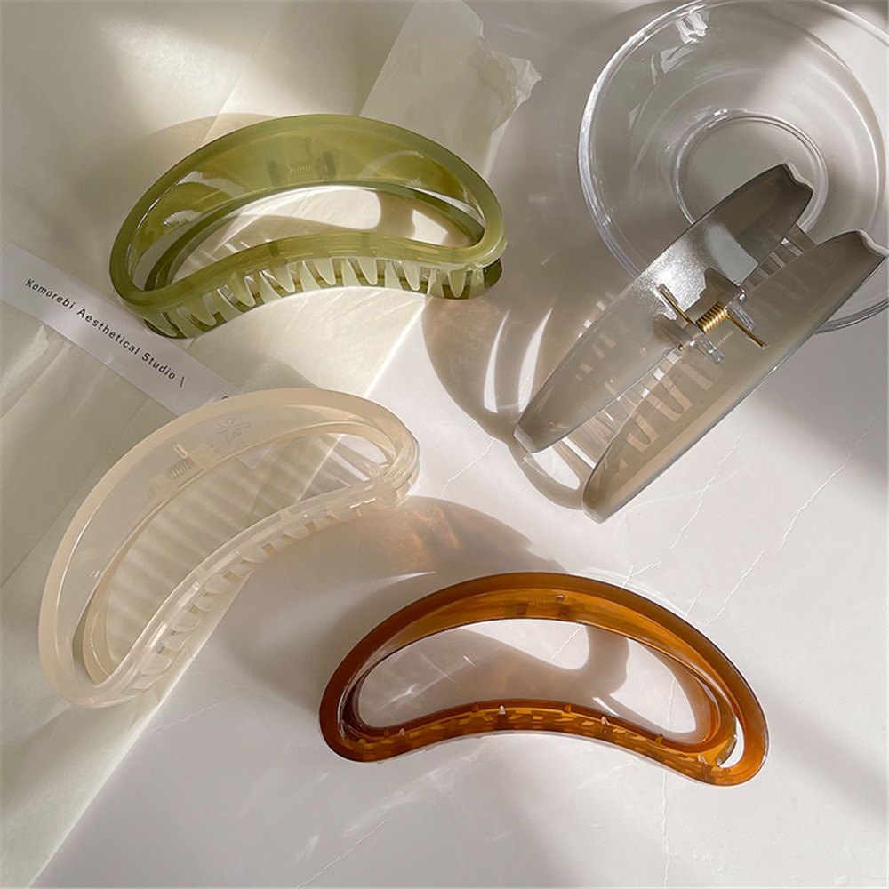 Kẹp Tóc Hình Bán Nguyệt 13cm Màu Thạch Ngọt Ngào Phong Cách Hàn Quốc trâm cài tóc