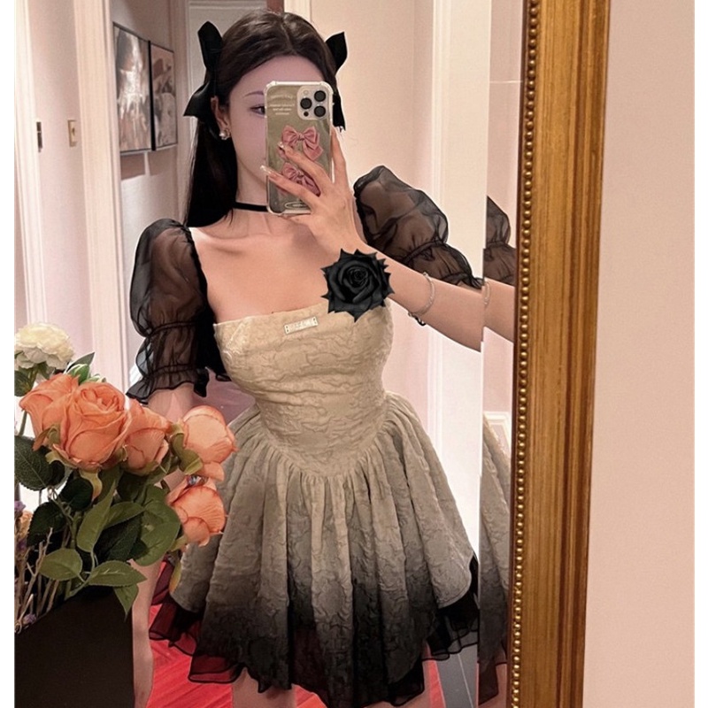 Đầm Tay Ngắn Màu Gradient Thời Trang Mùa Hè Dễ Phối Đồ Cho Nữ