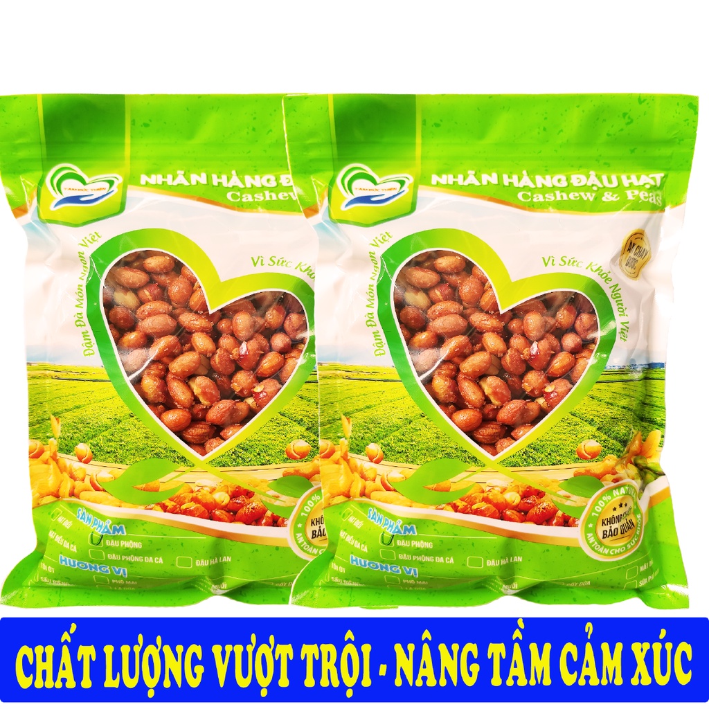 Combo 1KG đậu phộng rang muối Tâm Đức Thiện (2 x Túi 500GR)đồ ăn vặt