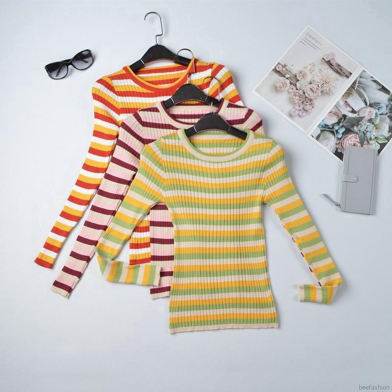 Áo dệt kim nữ kẻ sọc thời trang | BigBuy360 - bigbuy360.vn