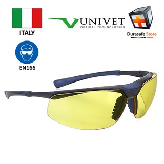 Kính bảo hộ UNIVET 5X3 Safety Eyewear Blue Frame Yellow Anti-Fog Len, tròng vàng amber cho độ nhận dạng màu sắc ban đêm