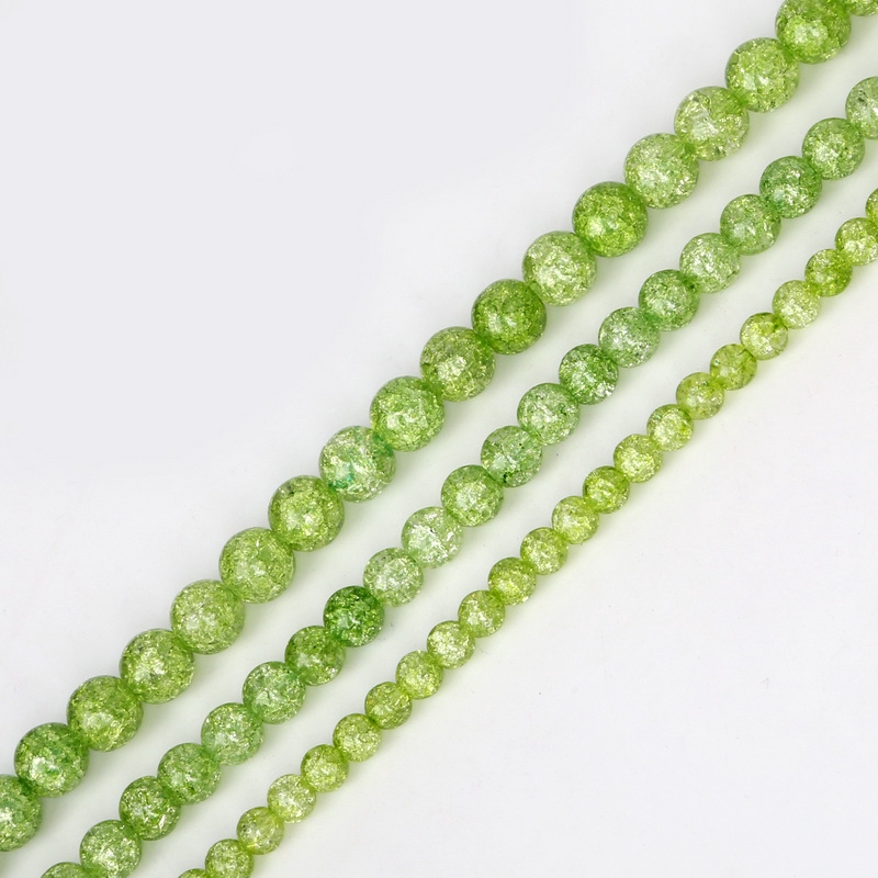 Chuỗi hạt tròn đá thạch anh tự nhiên họa tiết vết nứt trắng 6 8 10mm dùng vòng tay thủ công