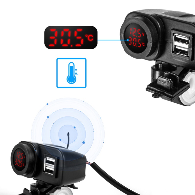Tẩu Sạc Hai Cổng USB QC3.0 18W Có Vôn Kế Cho Tàu Thuyền / Xe Hơi