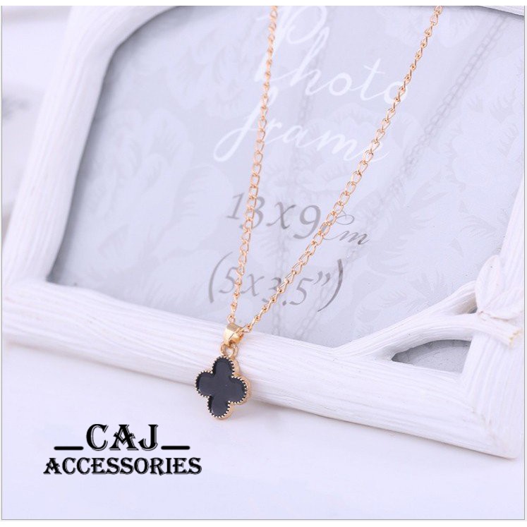 Vòng cổ cỏ 4 lá may mắn (Đen) CDC-101Den