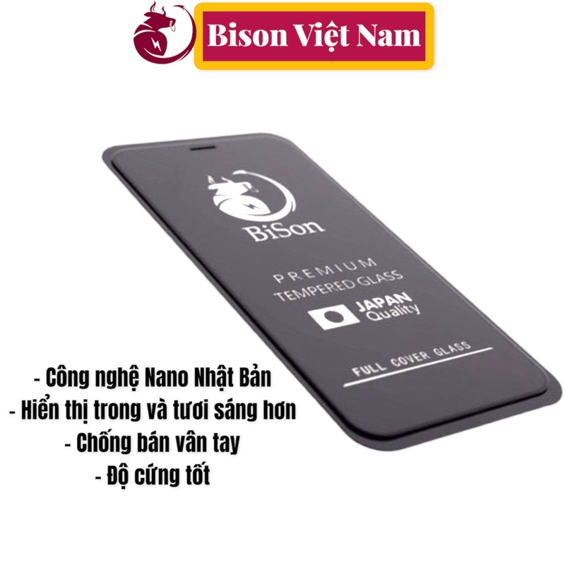 Cường Lực Bison Full Màn Điện Thoại iP 6/7/8/X/XsMax/11/12/13ProMax/14/14ProMax
