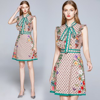 Đầm Chữ A Sát Nách Hoạ Tiết Hoa Phong Cách Vintage Mùa Hè 2020