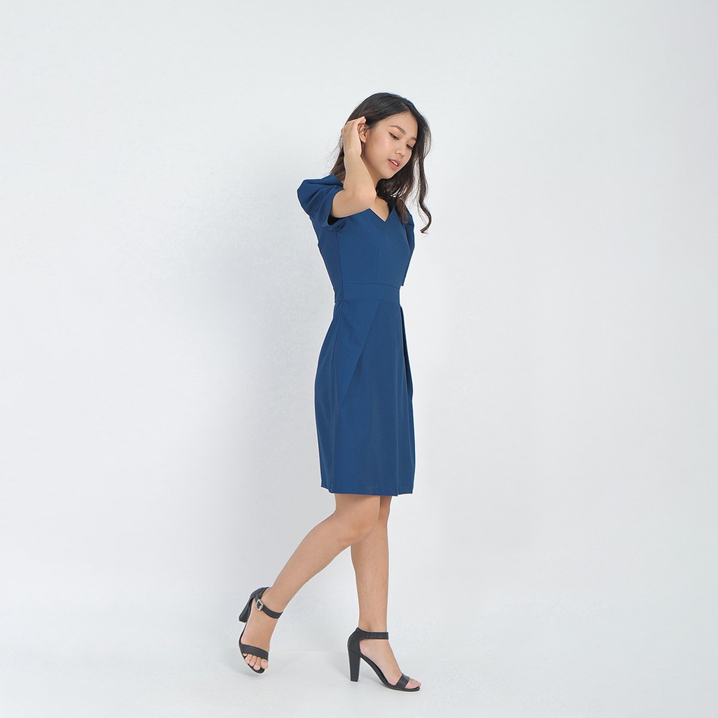 [Mã WABRWA15 giảm 15% đơn 300K] Váy đầm công sở thời trang eden dáng chữ a cổ tim tay phồng - D405 | BigBuy360 - bigbuy360.vn