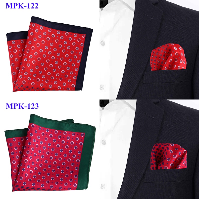 Khăn Tay Vuông Bỏ Túi 23CM * 23CM Bằng Lụa Mềm In Họa Tiết Hoa / Chấm Bi Cổ Điển Sang Trọng Cho Nam