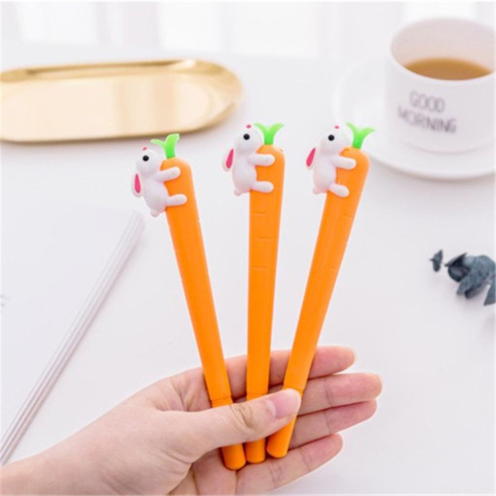 Bút Mực Gel Mực Đen Hình Củ Cà Rốt / Thỏ Dễ Thương Sáng Tạo Cho Học Sinh Hoạt Hình