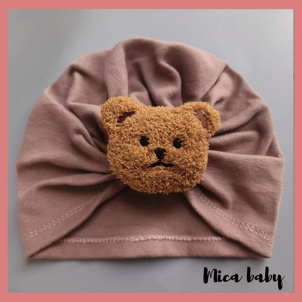 Mũ turban cho bé chất cotton đính hình thú đáng yêu MTB171 Mica baby