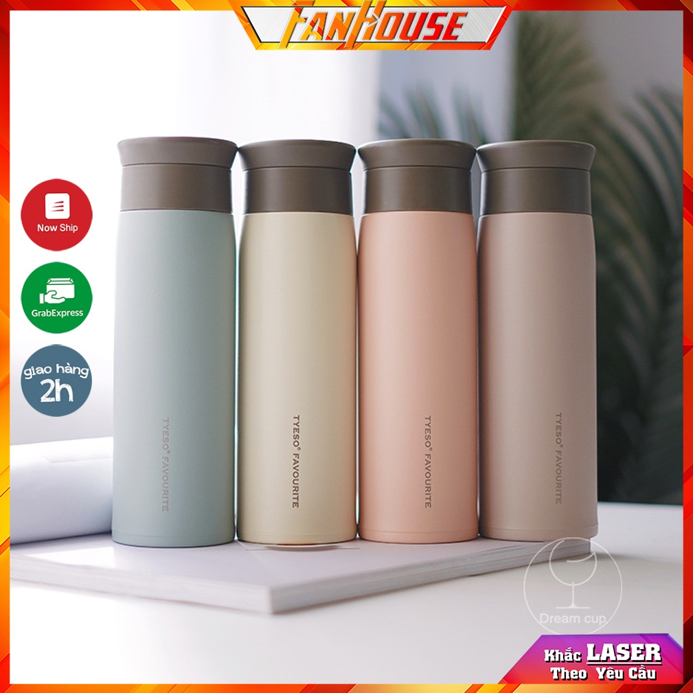 Bình Tyeso Favour chính hãng giữ nhiệt 12h ly nước dung tích 500ml inox 304 Fan House khắc tên theo yêu cầu