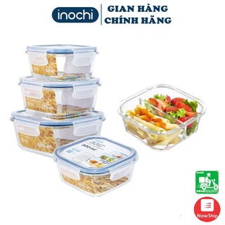 [3 Size] Hộp Đựng Thực Phẩm Thủy Tinh Vuông Nikko, Hộp Bảo Quản Thực Phẩm Vuông Inochi Cao Cấp