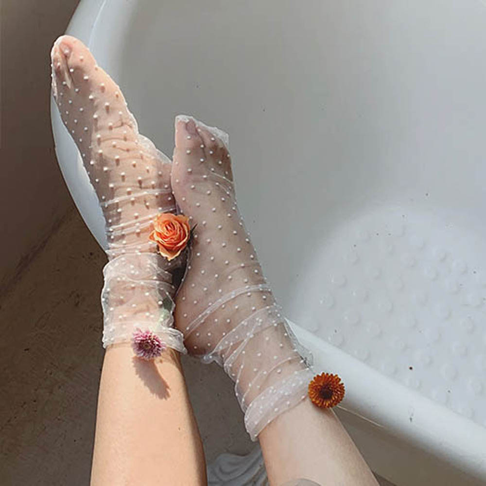 Tất Lưới Xuyên Thấu Chấm Bi Nhiều Màu Cho Nữ 2life