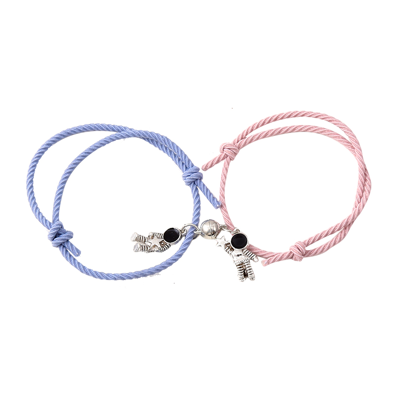 Vòng tay dây bện phối mặt nam châm sành điệu cho cặp đôi