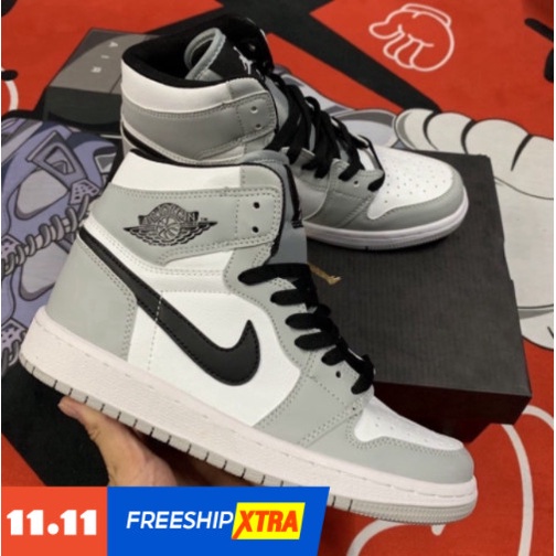 Giày Jordan 1 Cao cổ Xám Trắng, Giày Thể Thao JD1 light smoke grey trăng