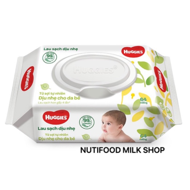 (Mẫu mới) KHĂN ƯỚT HUGGIES 64 TỜ