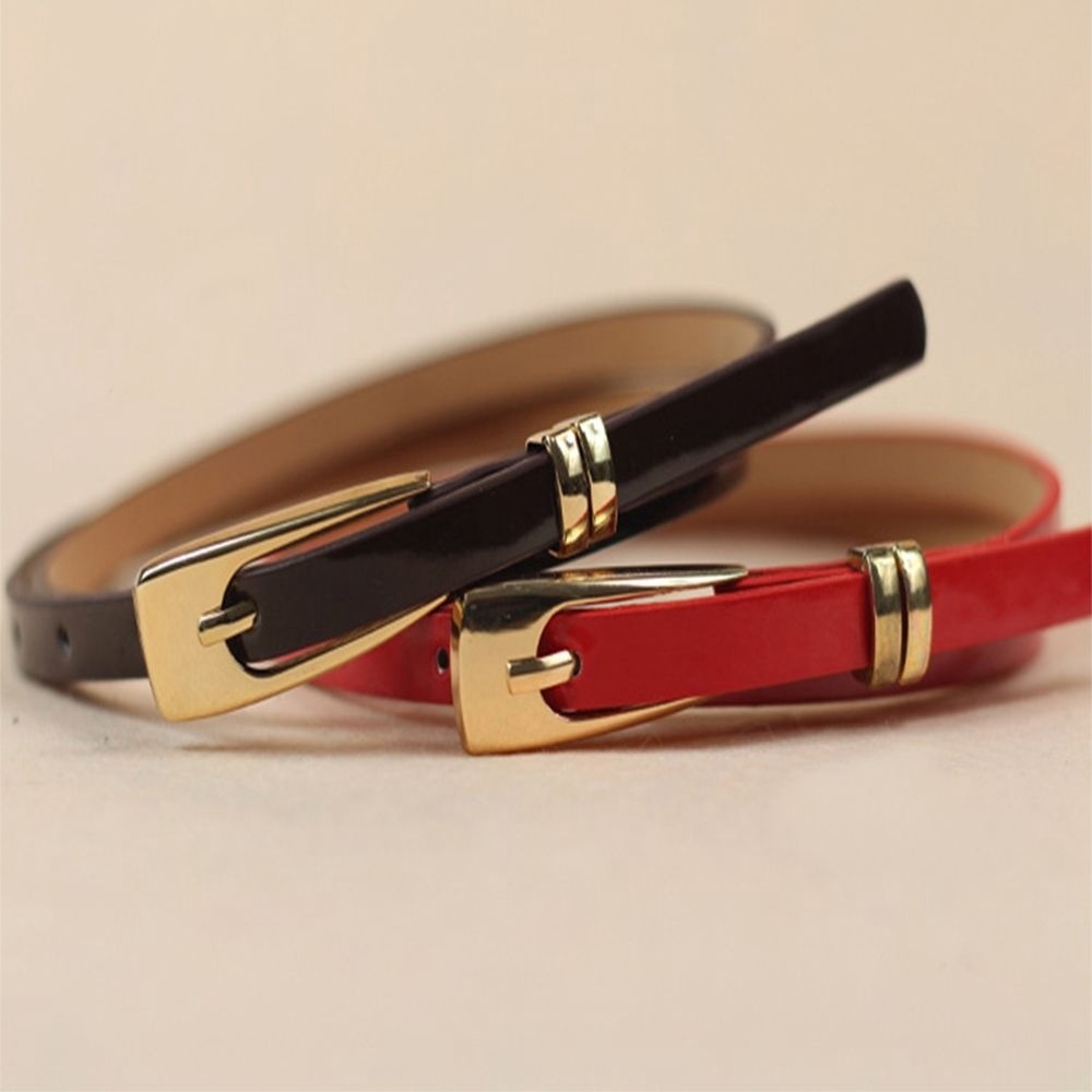 Thắt lưng da PU dạng mảnh nhiều màu sắc thời trang dành cho nữ