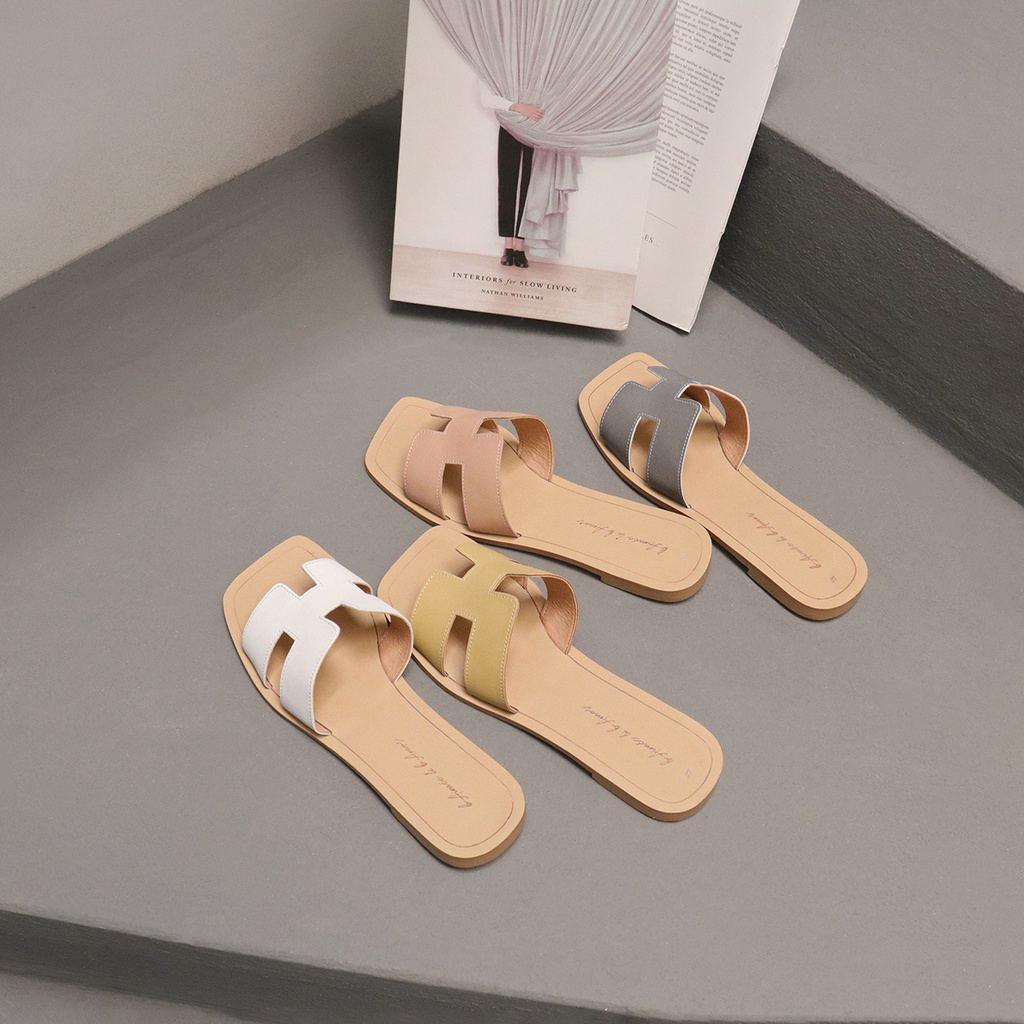 Dép nữ đế bệt chữ h đi biển dáng sandal quai ngang thời trang bAimée & bAmor - MS1782