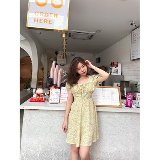 ĐẦM HOA LỤA VIỀN CỔ REN TAY PHỒNG DÁNG XÒE-hình thật shop chụp