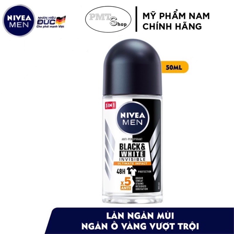 Lăn khử mùi nam Nivea men 50ml Deep | Black & White | Dry Impact | Silver Protect | Amazon | Espresso