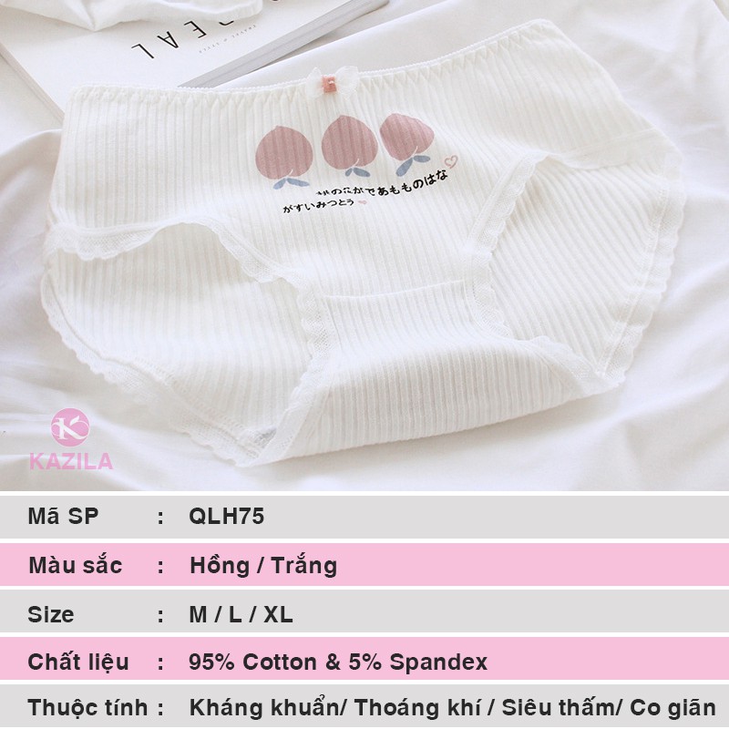 [Mã 12FASHIONSALE1 giảm 10K đơn 50K] Quần lót nữ hình quả đào dễ thương, quần lót cotton xuất Nhật Kazila QLH75 | BigBuy360 - bigbuy360.vn