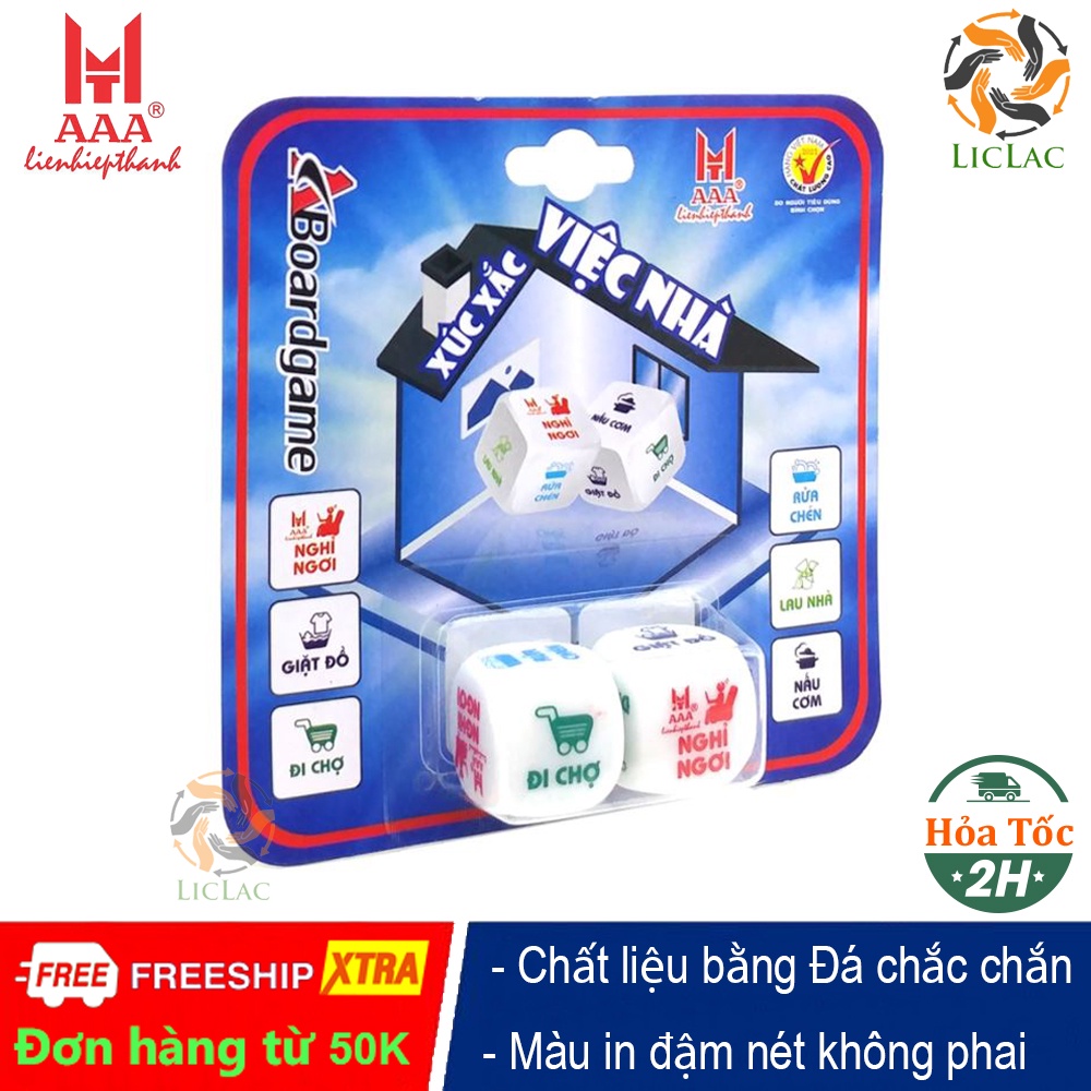 Set 2 hột Xúc Xắc Việc Nhà LIÊN HIỆP THÀNH ( hột Lớn 2cm ), Xí ngầu giải trí làm việc nhà vui nhộn