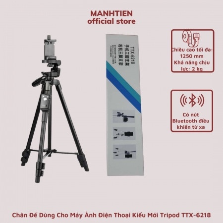 CHÂN ĐẾ CHỤP HÌNH CHO MÁY ẢNH , ĐIỆN THOẠI CAO CẤP TRIPOD TTX-6128 ( KÈM REMOTE BLUETOOTH )