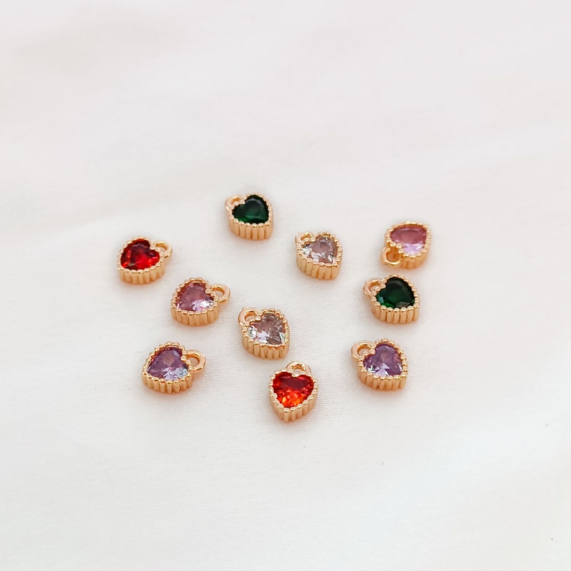 Mặt Dây Chuyền Hình Trái Tim Nhỏ Bằng Đồng 14K Màu Vàng Kim 5mm Diy