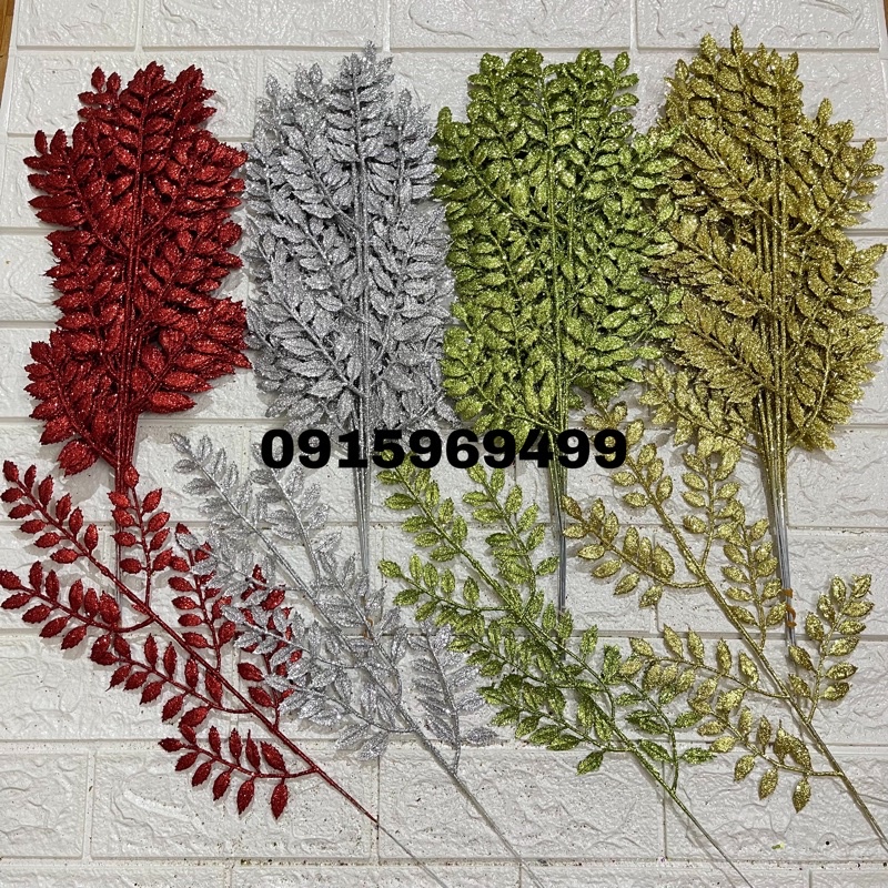 cành lá me trang trí tháp bánh, giỏ quà, làm oản