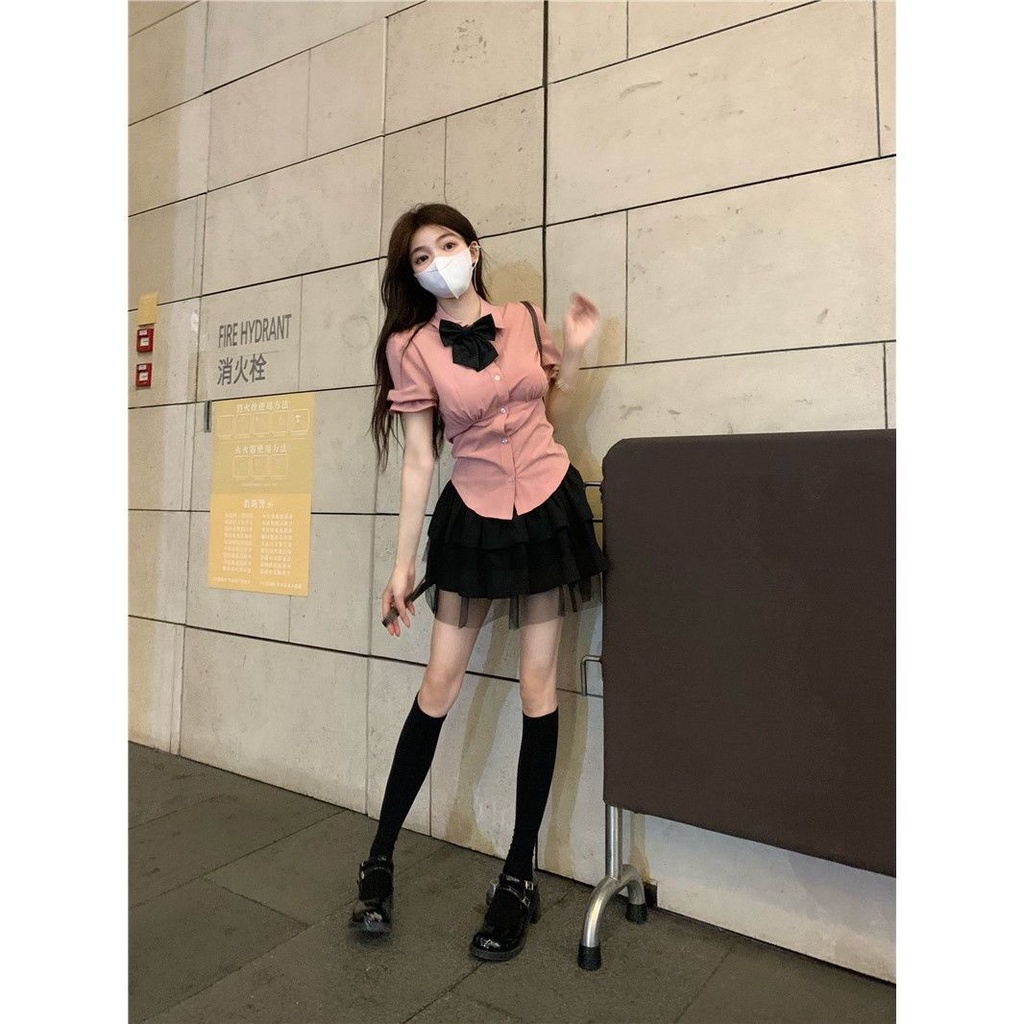 Áo Sơ Mi Tay Phồng 7 Màu Trắng Thiết Kế Chiết Eo Thời Trang Mùa Hè Cho Nữ