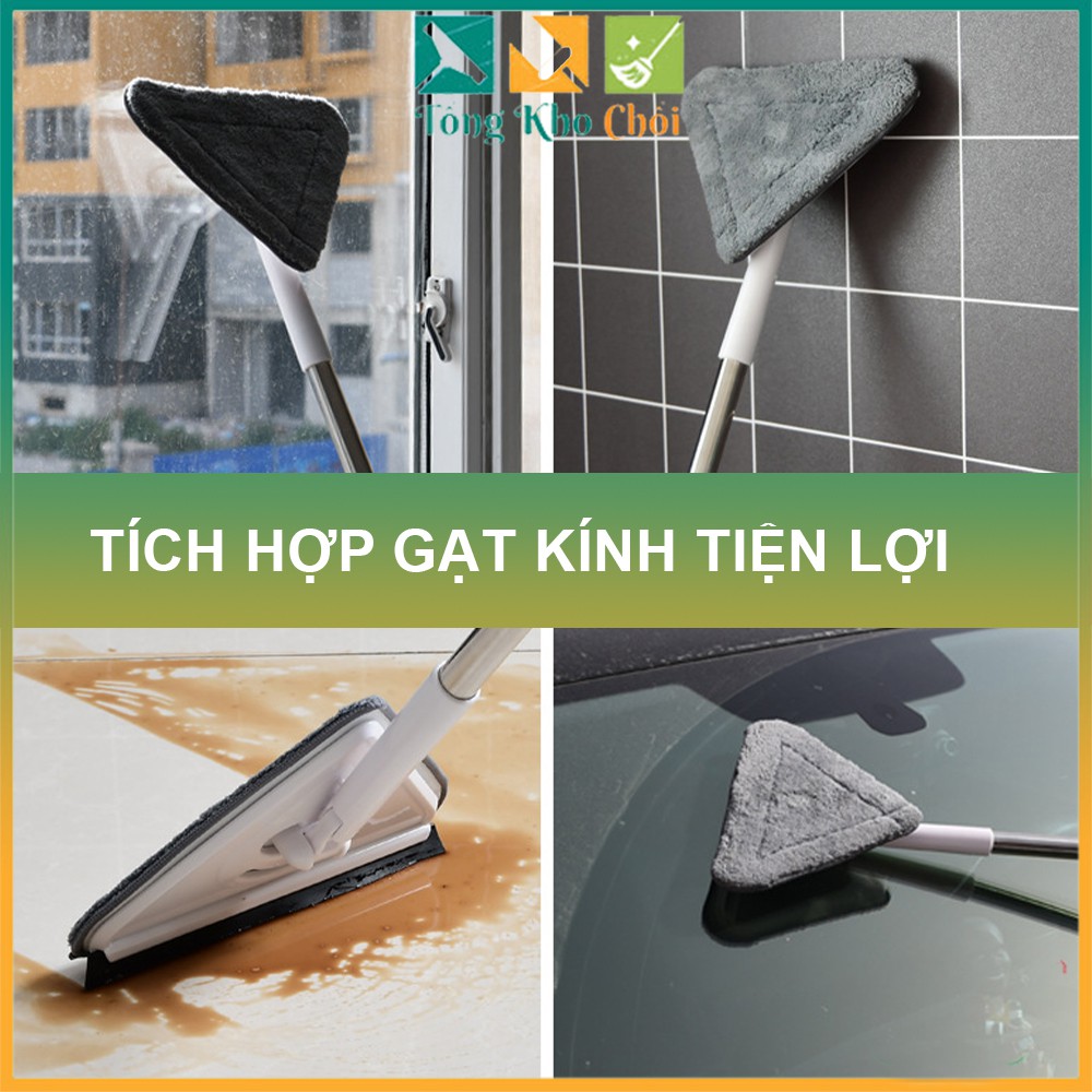 Cây lau nhà đa năng bàn lau tam giác xoay 180 độ cỡ lớn Pulito cán dài tối đa 1m90 CLN-M3