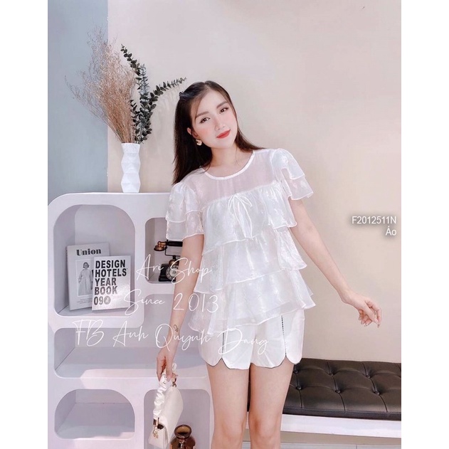 Áo voan kiếng cổ tròn bèo tầng