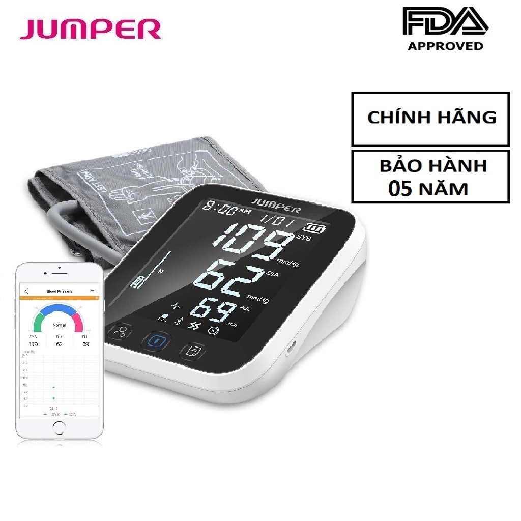 Máy đo huyết áp bắp tay Jumper HA-121 ( Bluetooth+ APP điện thoại)  chứng nhận FDA Hoa Kỳ
