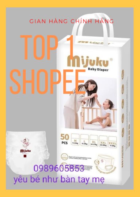 Mã [ NHAL0802 GIẢM 10K] tã bỉm quần MIJUKU đủ siez M,L,XL,XXL , XXXL,50 MIẾNG