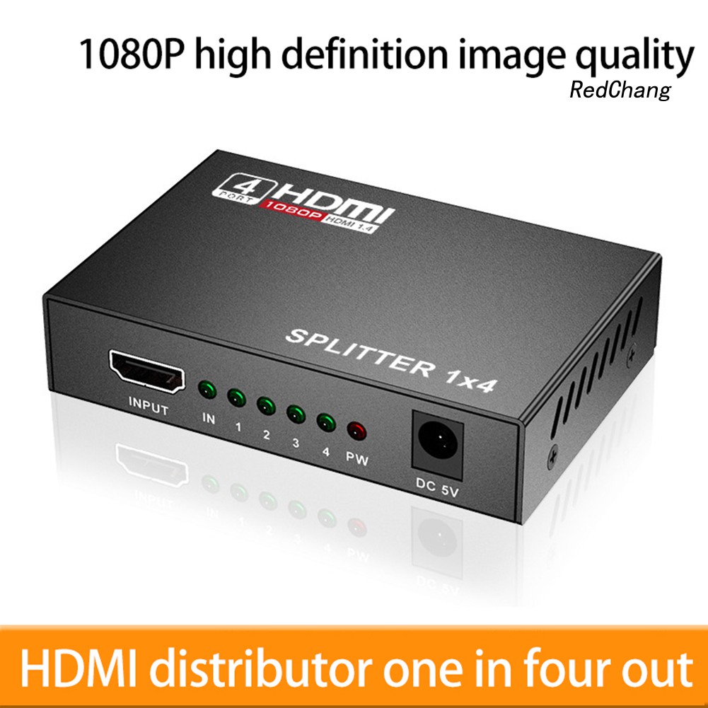 -SPQ- 1 In 4 Out HD 1080P Video HDMI Splitter Switcher with Power Adapter for HDTV